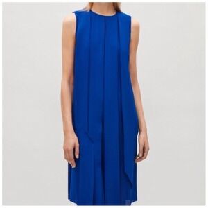 COS Collection of Style Cobalt Blue Pleated Sleeveless Midi Dress‎ 32 2 XS